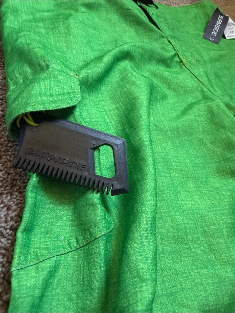 burnside Men's Bright Lime Green Board Shorts with Black Drawstring